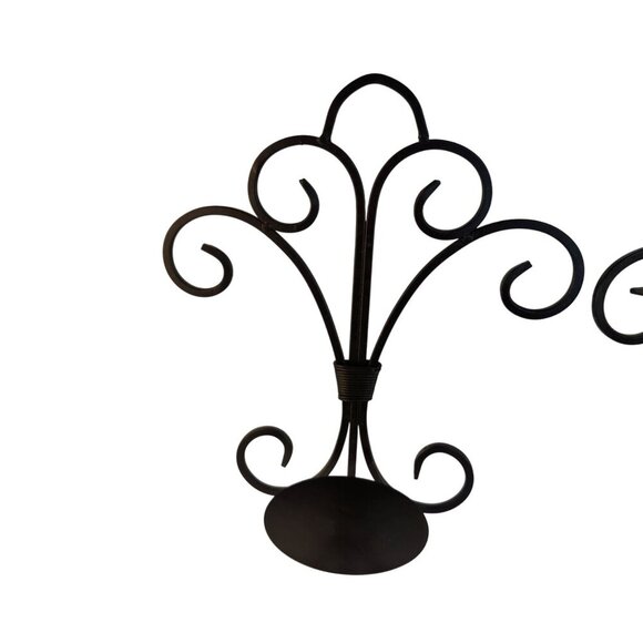 Iron Black Wall Sconce Candle Holders Set Of 2 Decorative Scroll Design 12" Tall - Picture 6 of 8